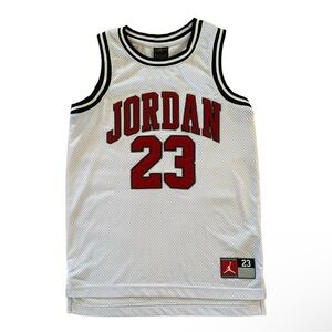 Air Jordan Basketball Jersey Youth Boy sz 10 12 Medium M White Red Jumpman MJ 23